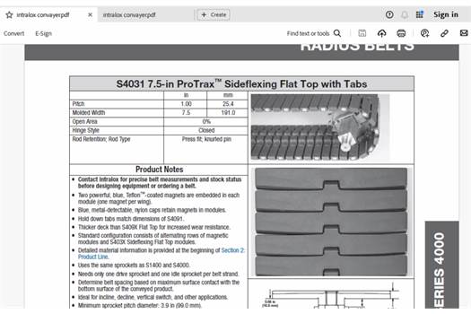 Intralox S4031 7.5-in ProTrax™ 