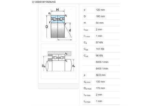 Nsk 120BAR10ETYNDBLP4A Bearing