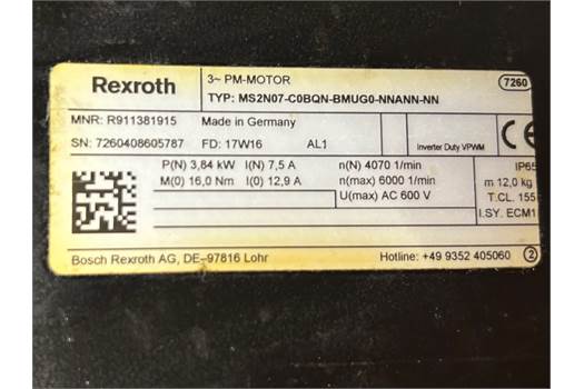 Rexroth MS2N07-C0BQN-BMUG0-NNANN-NN 